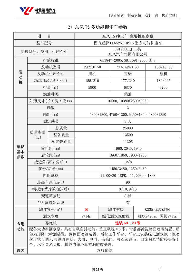 16噸東風T5多功能抑塵車資料（圓罐、60-120米霧炮）(圖5)